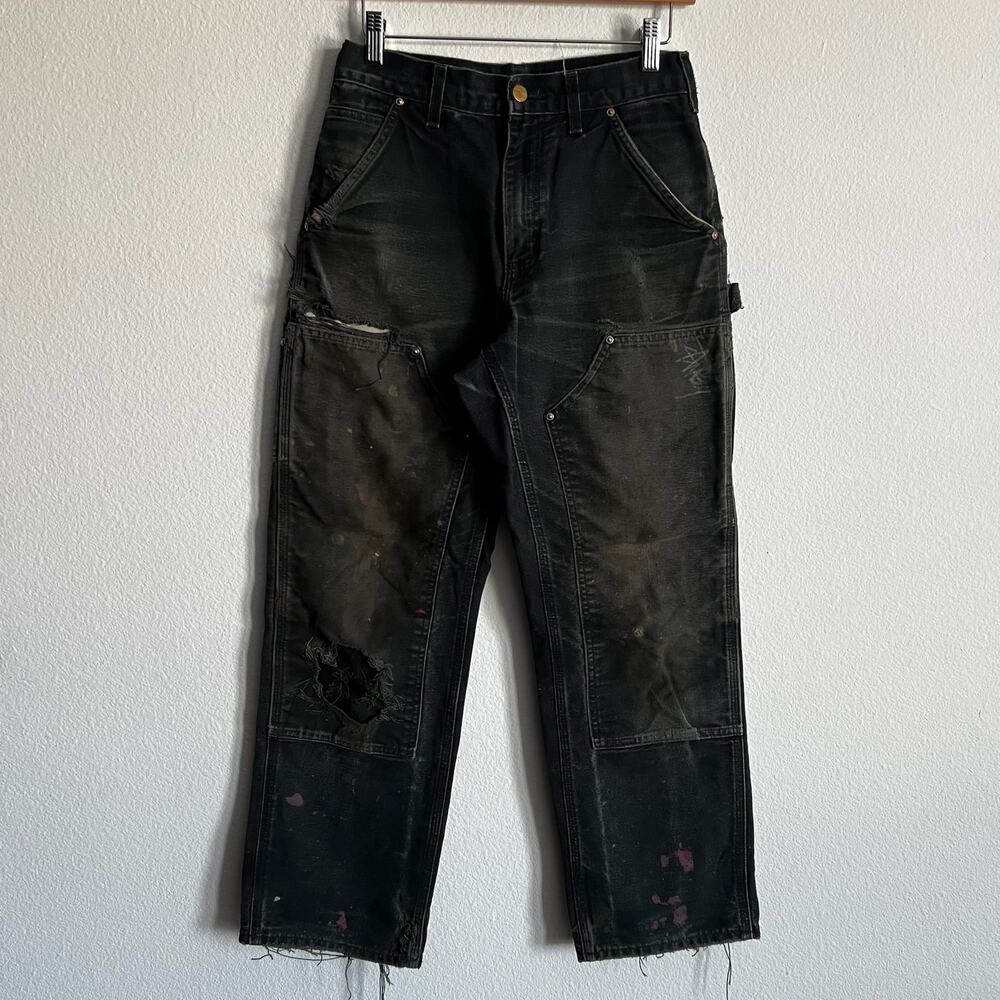 Carhartt faded black B01 BLK double knee work wear carpenter pants